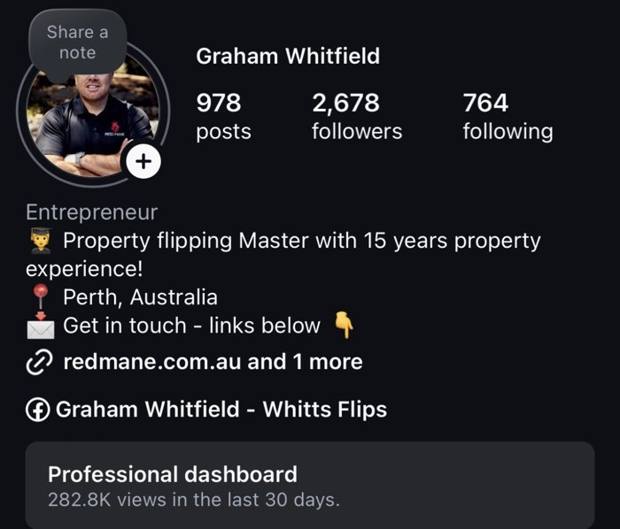 Graham Whitfield profile before — 2,678 followers, 282.8K views