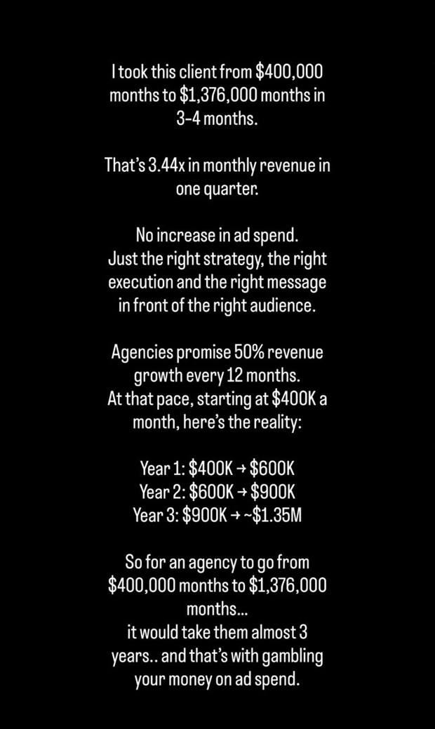 $400K to $1,376,000 months — 3.44x in one quarter